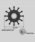 Impeller Volvo Penta (Origineel artikelnummer 21951346) - Afbeelding 2
